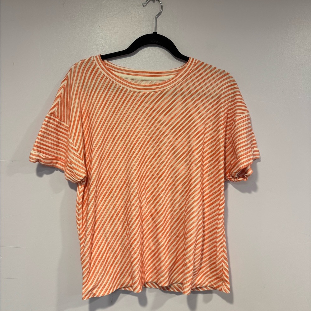 Orange and‎ white diagonal stripe Lou & Grey short sleeve shirt